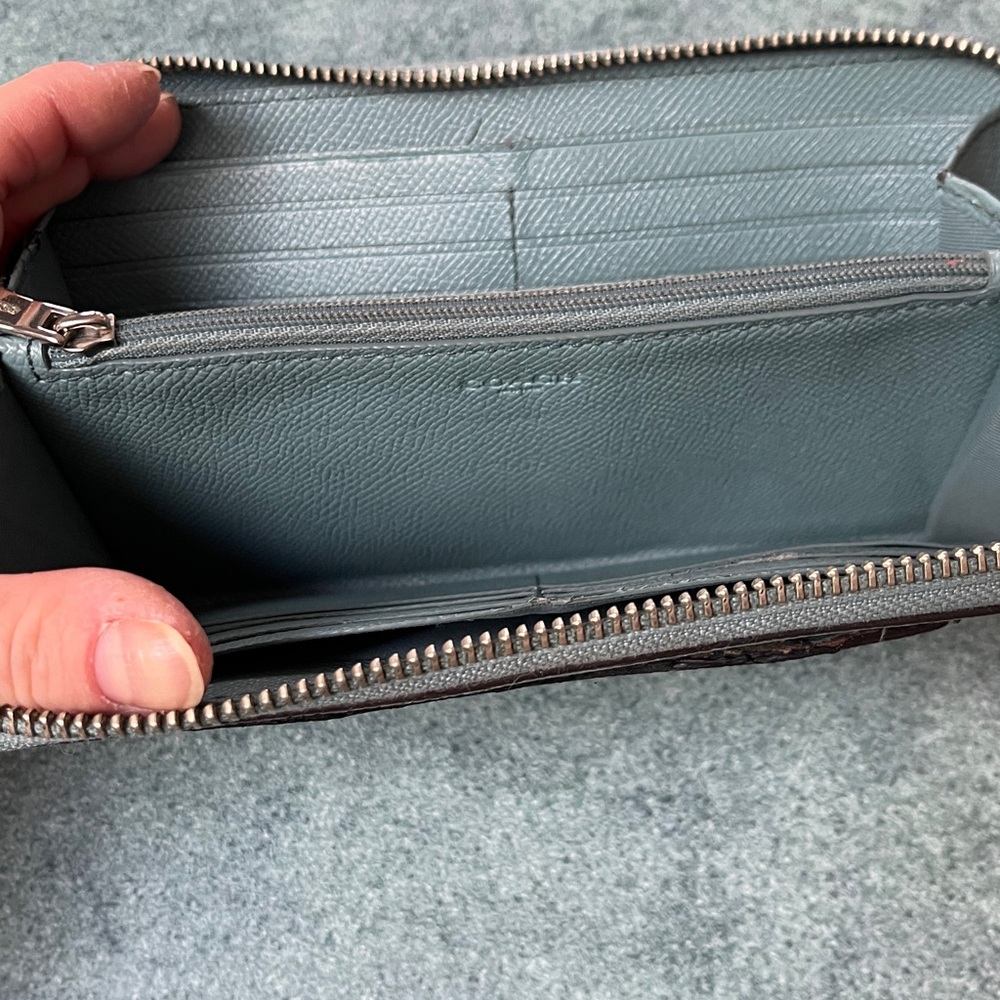 Coach Grey Blue Leather Wallet As Is - Picture 8 of 9